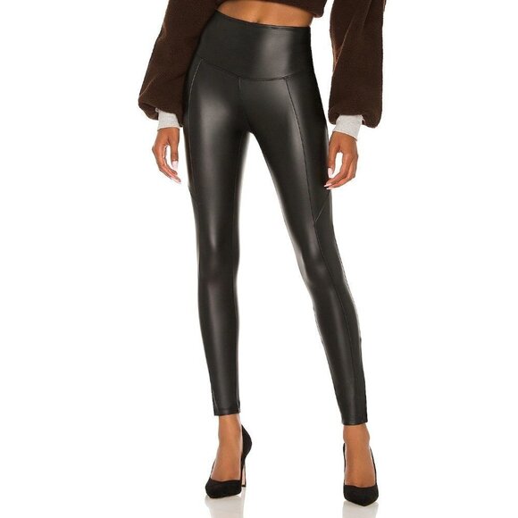 Yummie Faux Leather Leggings in Black Small As-is Vegan Pants - Picture 5 of 14